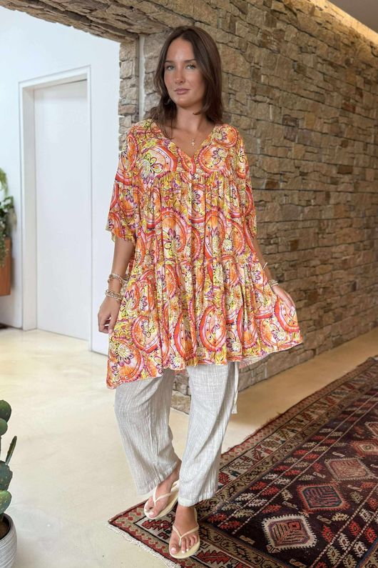 Made in Italy Cosmic Smock Tunic Oranges - 